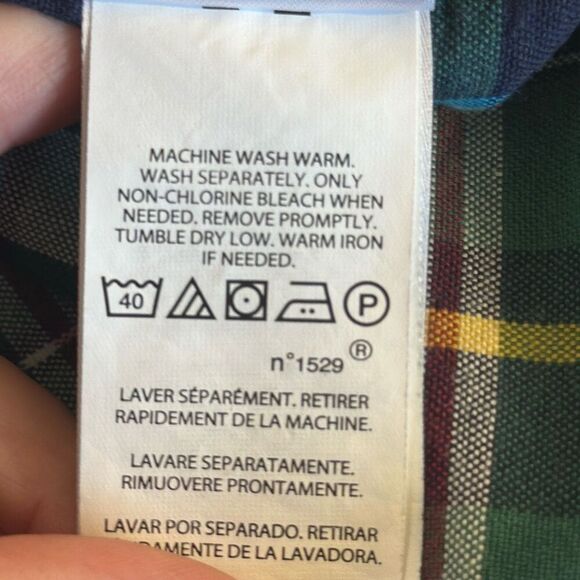 Ralph Lauren  Shirt Mens XL Blue Green Plaid Button Up Flesh Color Pony - Picture 7 of 7